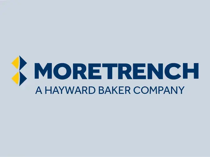 Moretrench logo on blue background
