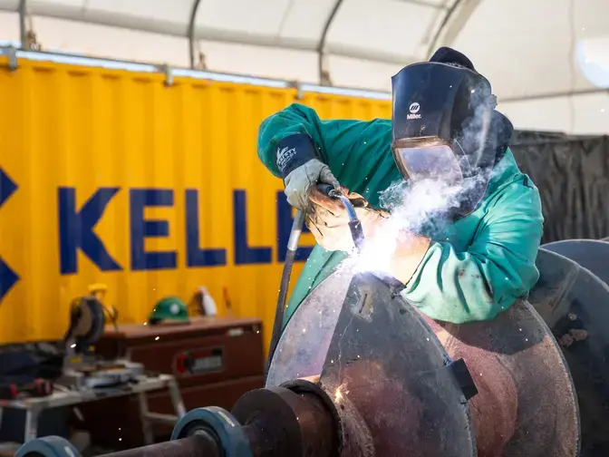 Keller employee welding