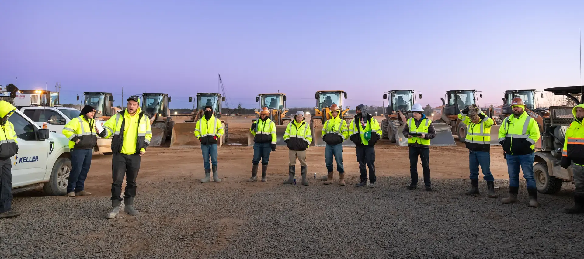 Keller employees standing in a line
