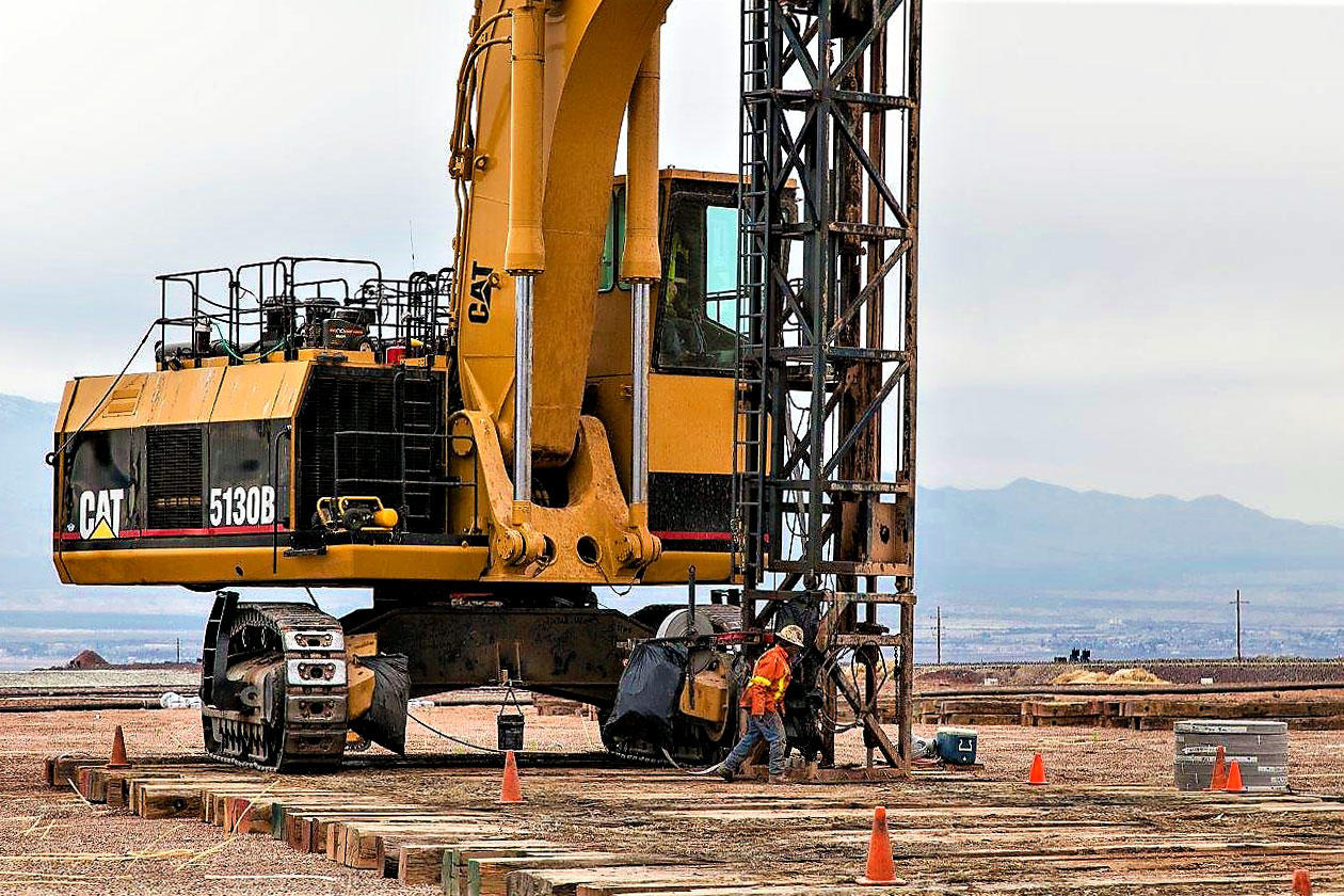 Heap Leach Drainage wick drain installation