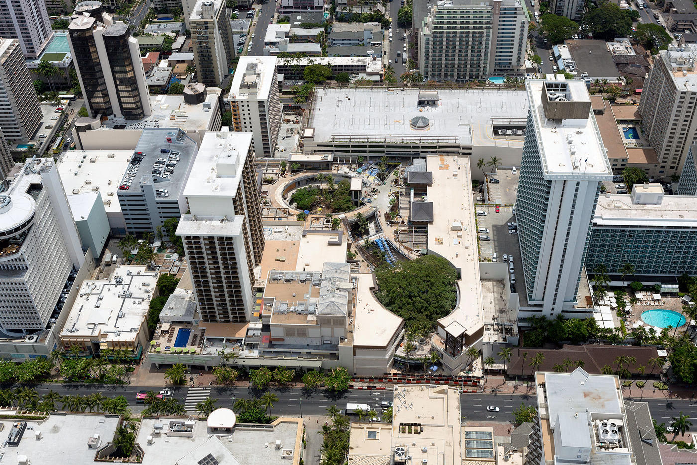 An aerial of the International Marketplace