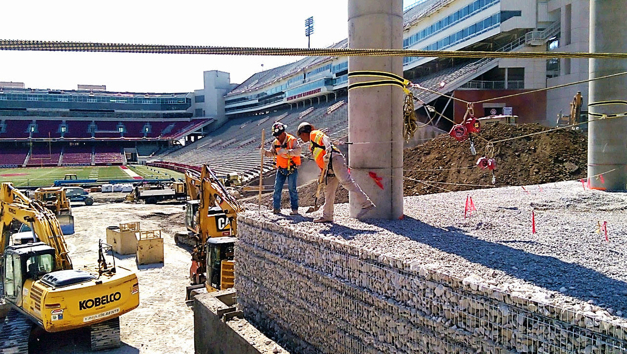 Completed MSE walls for the Razorback Stadium Upgrade