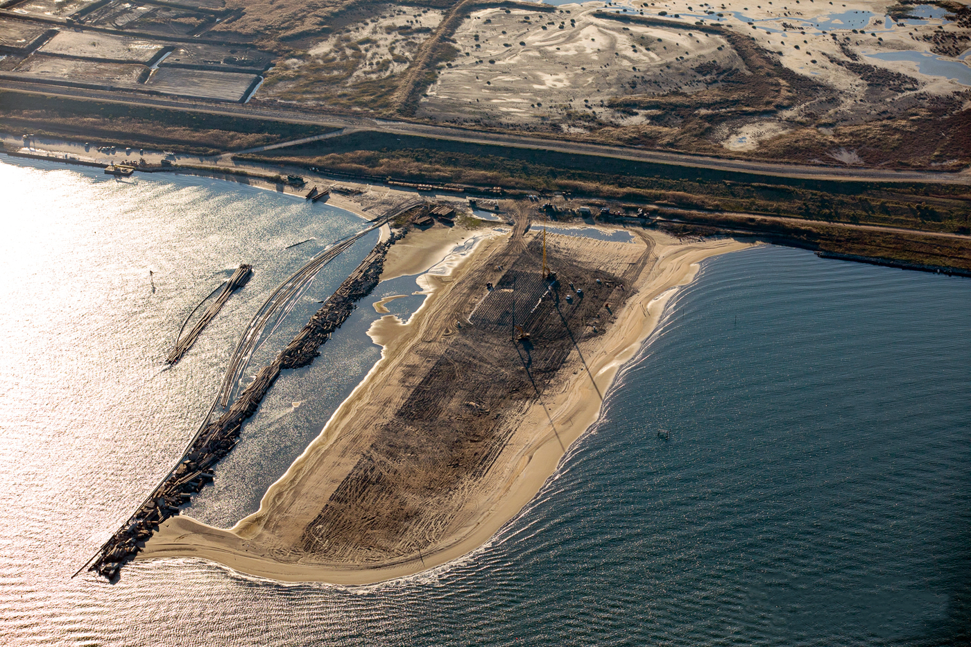 An aerial of the Craney Island construction site.