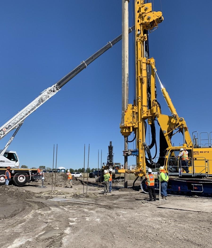 drill rig installing piles