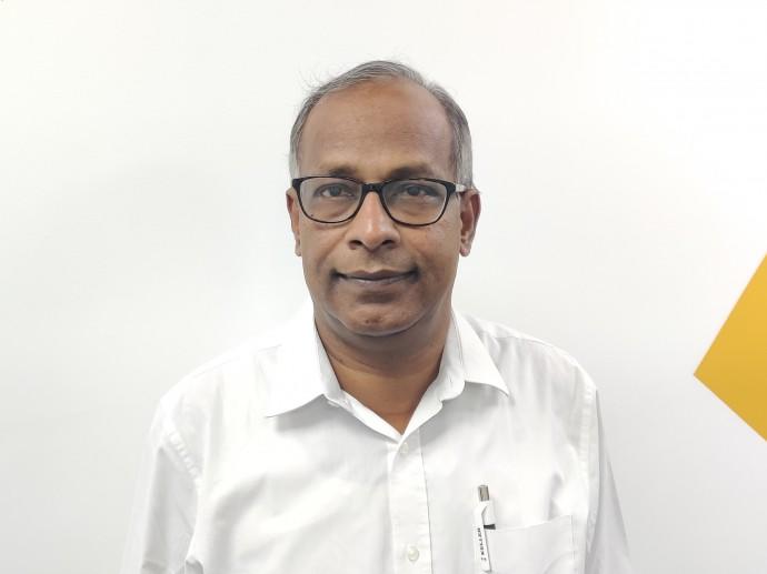 Man in front of white background