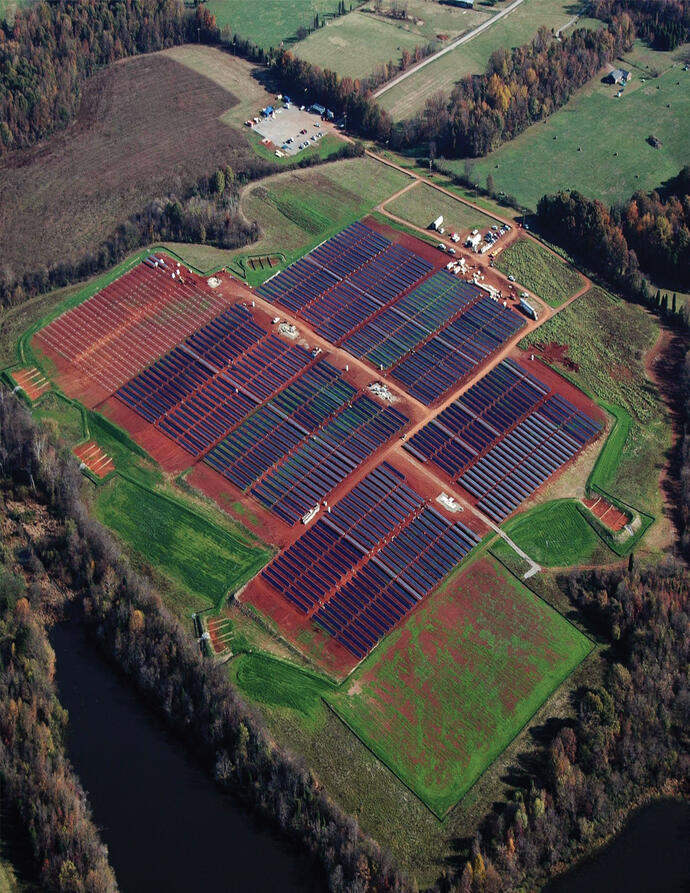 Aerial of solar panel array