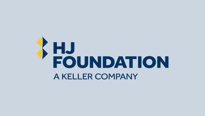 HJ Foundation logo on blue background