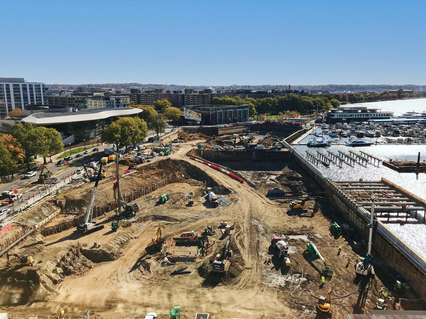 Aerial of The Wharf construction site