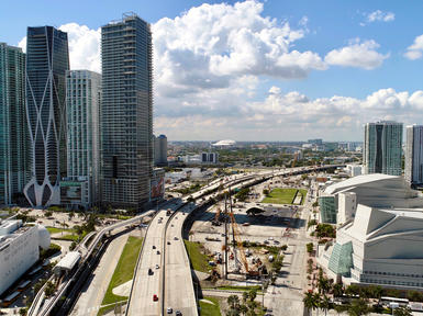 Aerial view of the Miami Signature Bridge