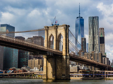 Close-up of the Brooklyn Bridge
