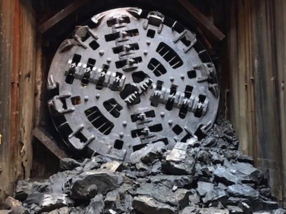 The TBM creating a tunnel