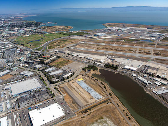 An aerial view of Port of Oakland
