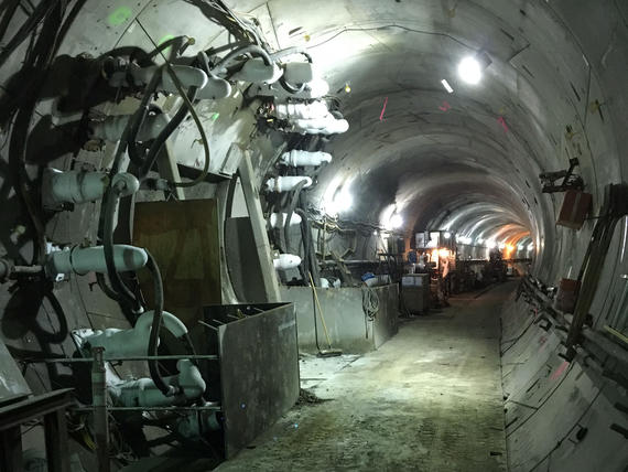 Ground freezing system within the tunnel.