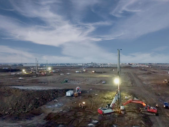 Installing CFA piles on site.