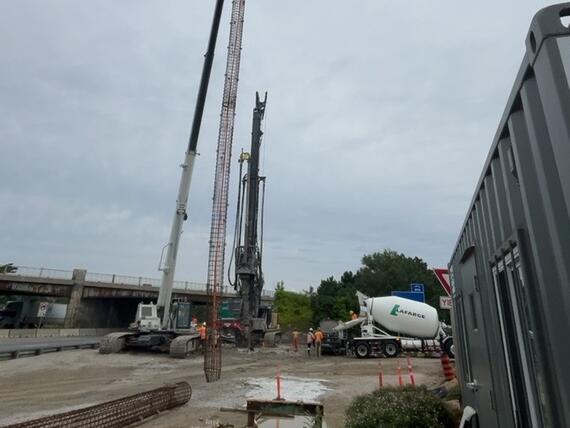 construction on the side of the road