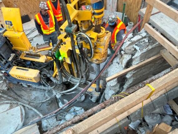 jet grouting performed in tight job site