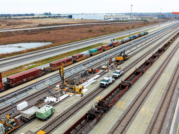 Logistics Park Intermodal Facility micropiles aerial