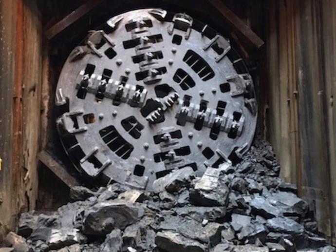 The TBM creating a tunnel