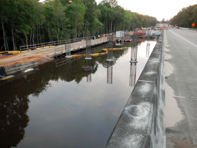 Drilled shafts installed for the US 90 bridge enhancement.