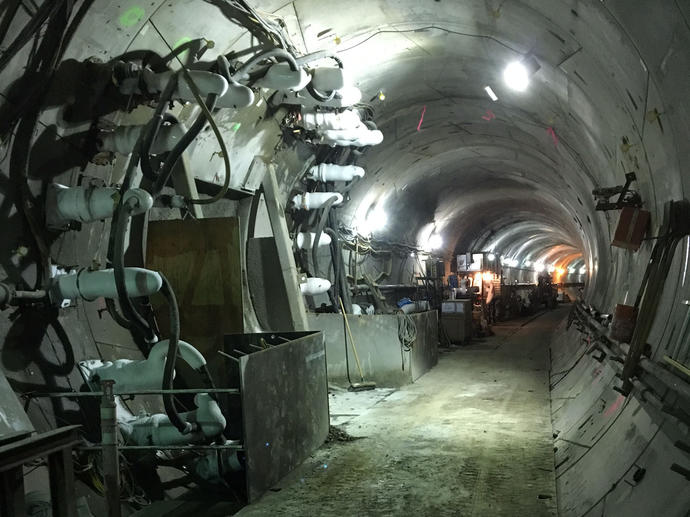 Ground freezing system within the tunnel.
