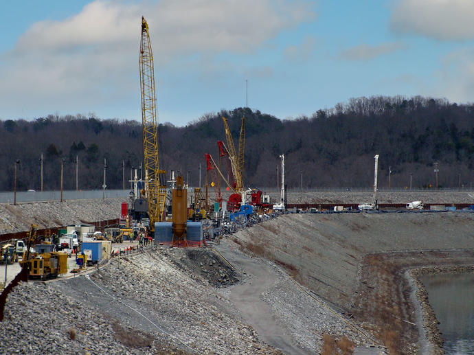 Working on Wolf Creek Dam