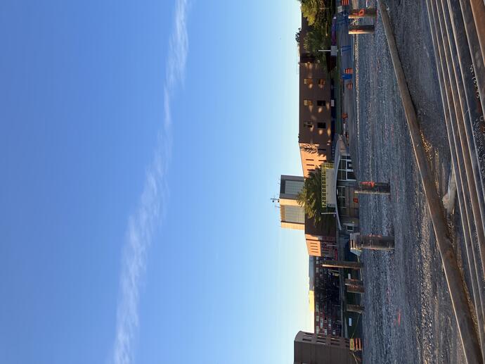 drill rig on college campus