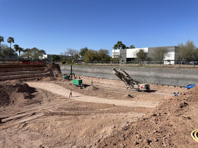 Large excavation with soil nail wall