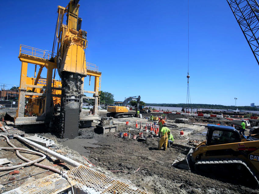 Constructing the TRD wall at Robinson Landing.