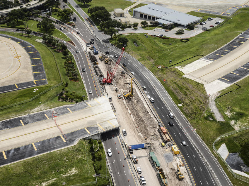 An aerial view of Taxiway J at Tampa International Airport.