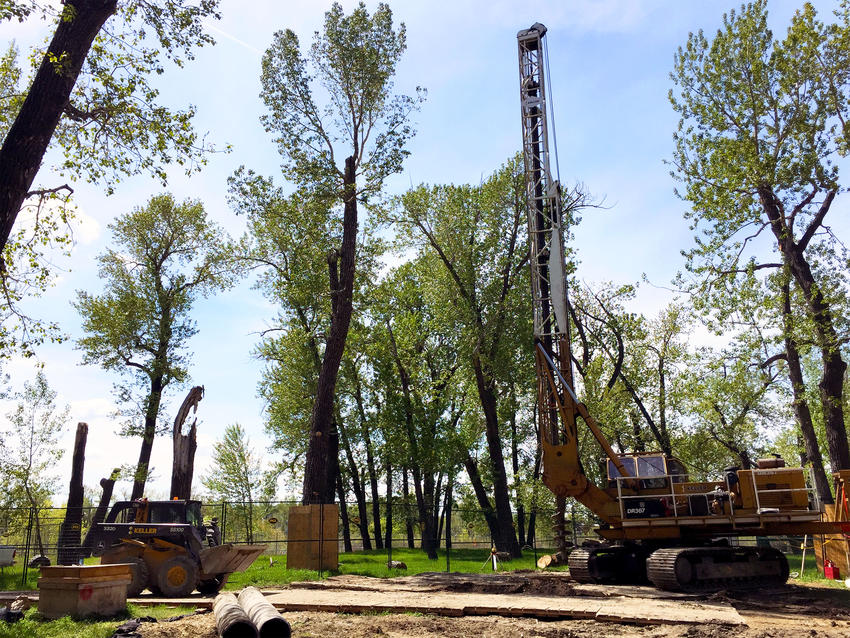 Preparing to install drilled shafts at Calgary Zoo