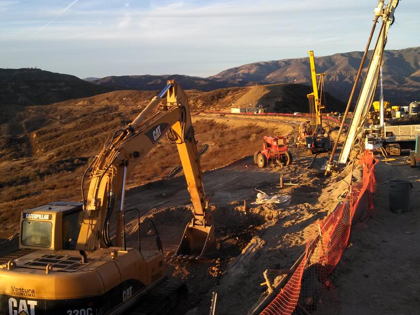 drill rigs on side of slope