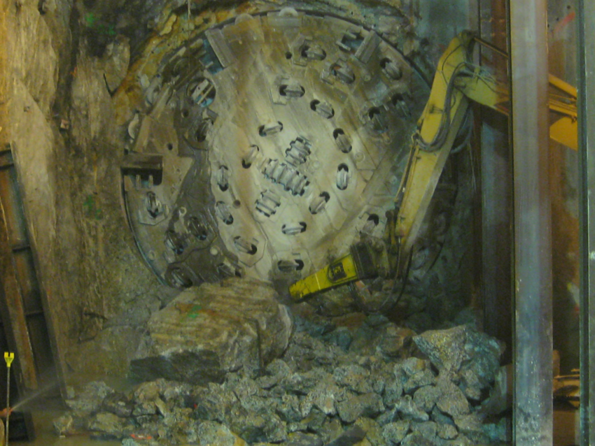 breakthrough of a tunnel boring machine