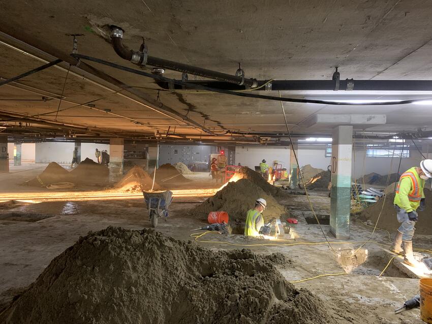 Construction in a parking garage