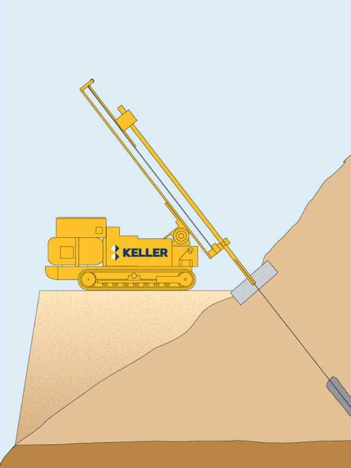 Anchor block slope stabilization illustration