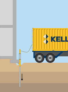 Jacked in piles technique illustration