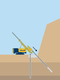 Micropile slide stabilization system technique illustration